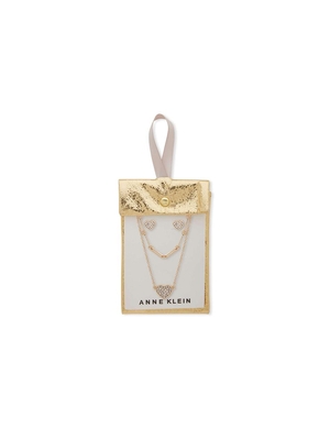 Ensembles de bijoux Anne Klein Heart Pendant Necklace and Earring Pouch   | CDA-1157378